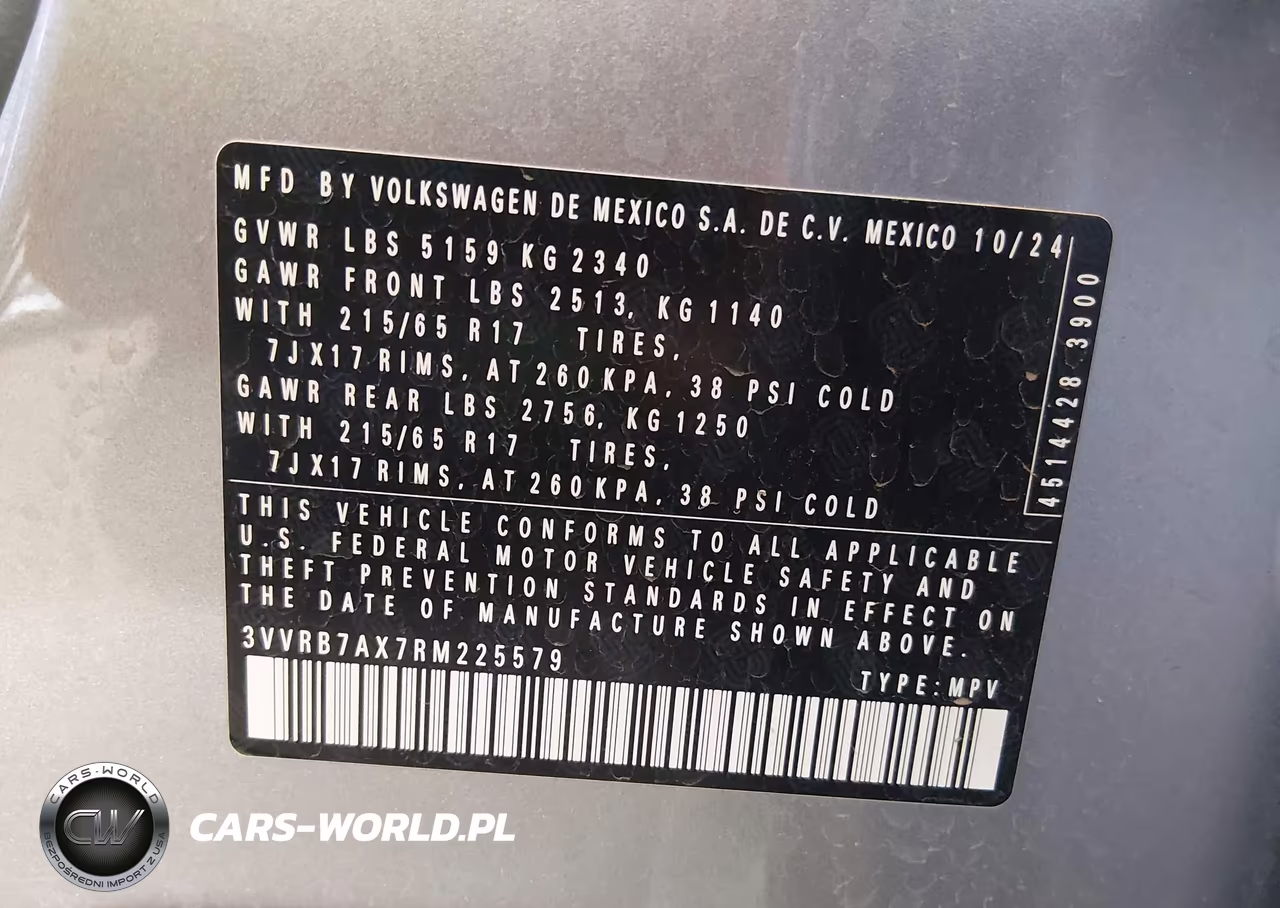 2024 Volkswagen Tiguan 2.0T S VIN:3VVRB7AX7RM225579 - 9