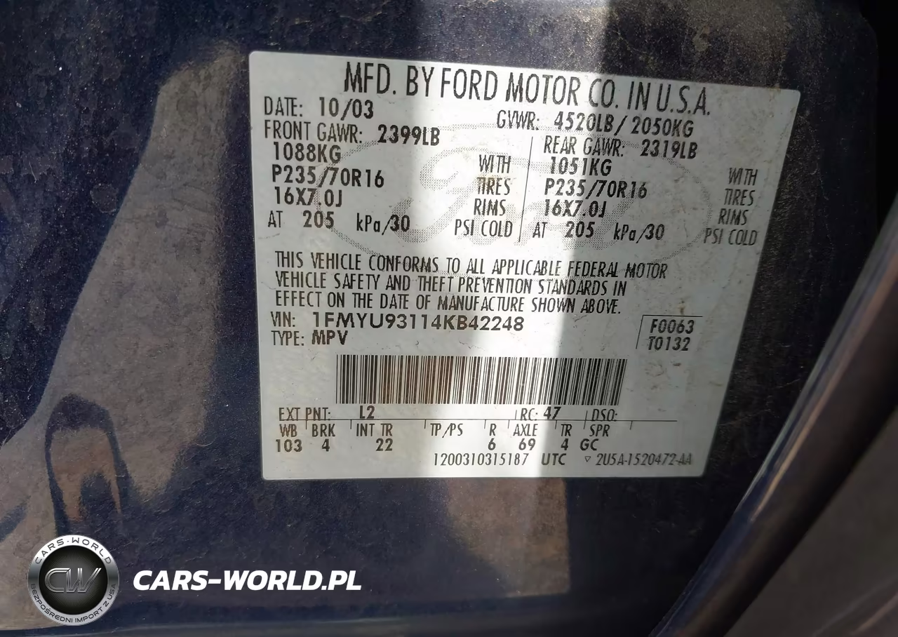 2004 Ford Escape Xlt VIN:1FMYU93114KB42248 - 9