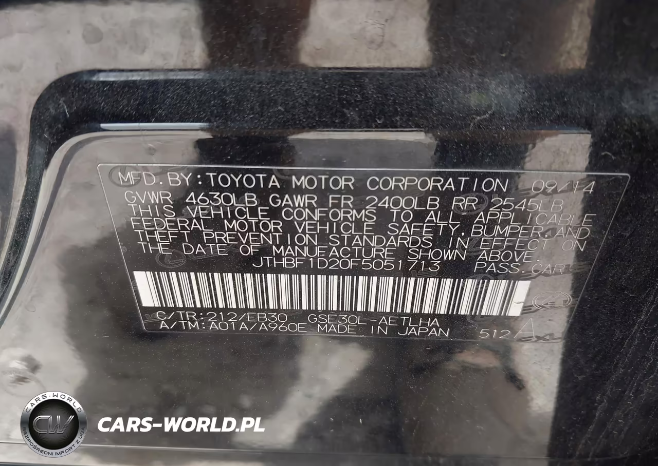 2015 Lexus Is 250 VIN:JTHBF1D20F5051713 - 8