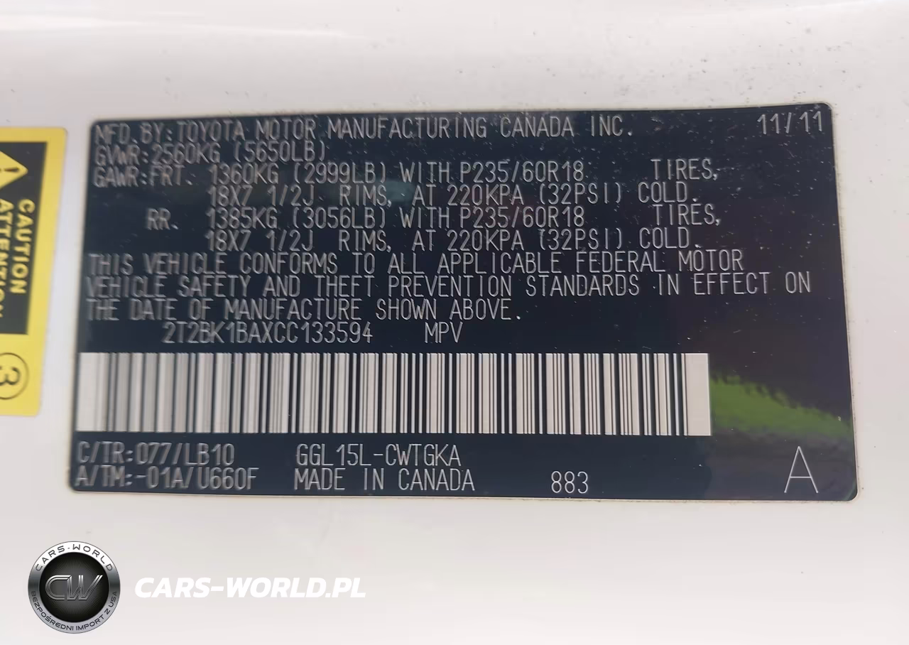 2012 Lexus Rx 350 VIN:2T2BK1BAXCC133594 - 9