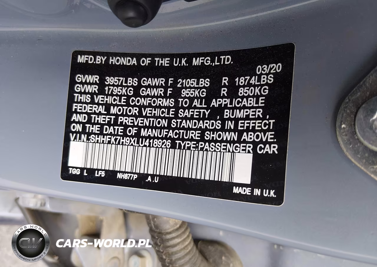 2020 Honda Civic Sport Touring VIN:SHHFK7H9XLU418926 - 9