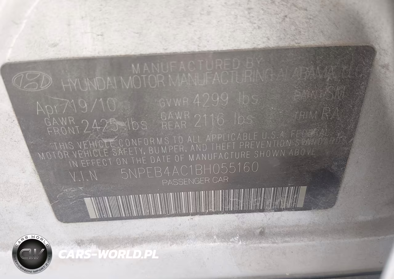 2011 Hyundai Sonata Gls VIN:5NPEB4AC1BH055160 - 9