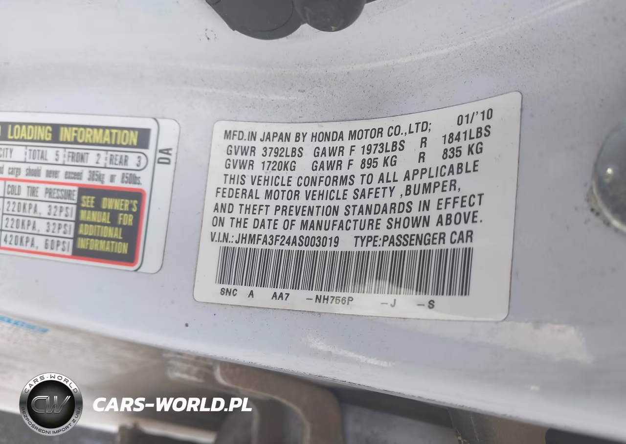 2010 Honda Civic Hybrid VIN:JHMFA3F24AS003019 - 9