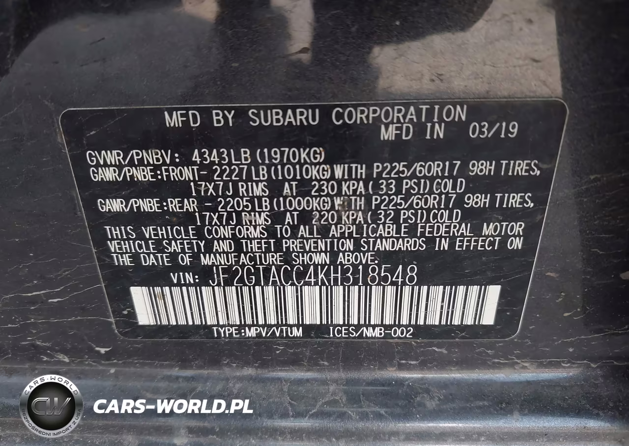 2019 Subaru Crosstrek 2.0I Premium VIN:JF2GTACC4KH318548 - 9