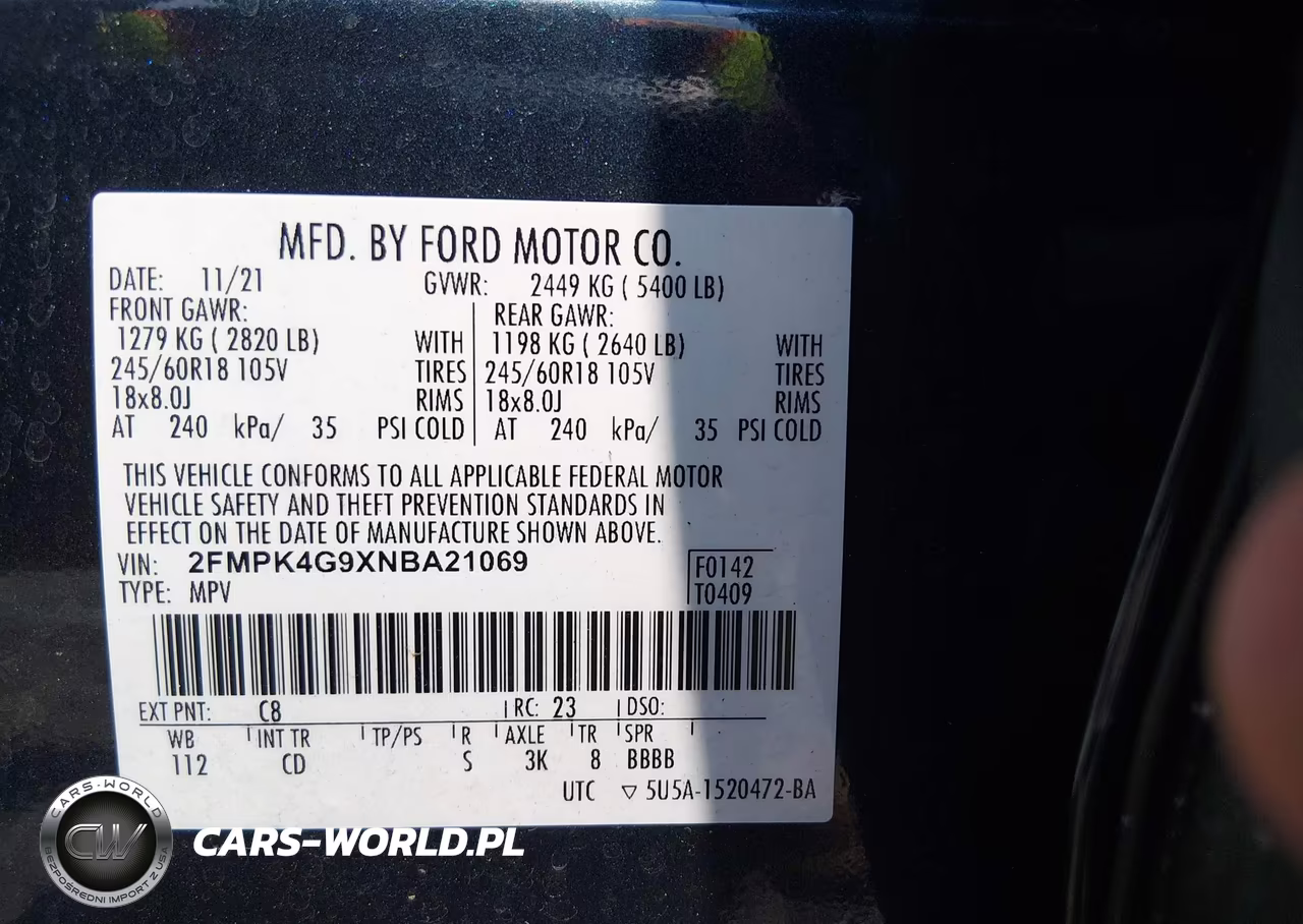 2022 Ford Edge Se VIN:2FMPK4G9XNBA21069 - 9
