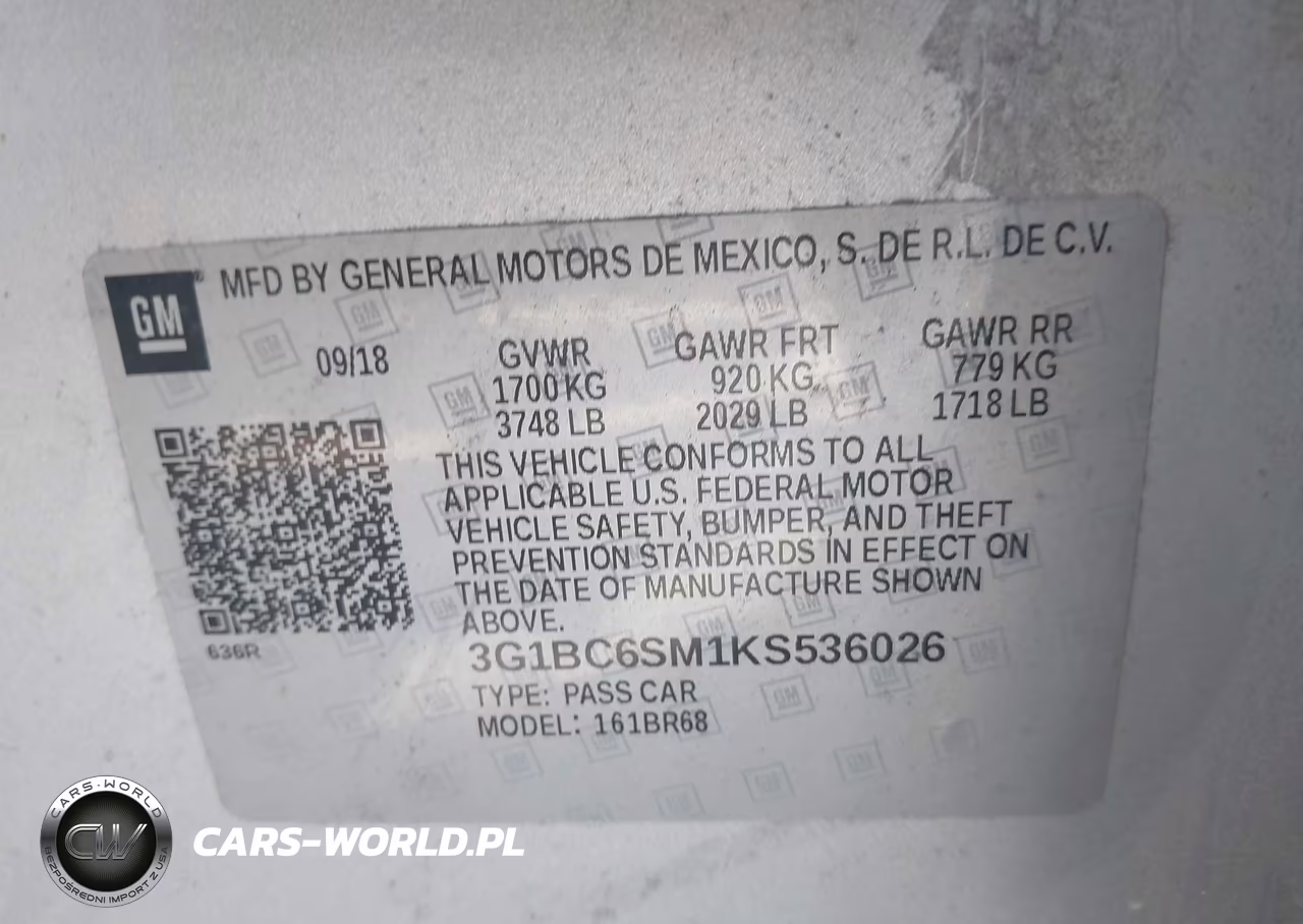 2019 Chevrolet Cruze Ls VIN:3G1BC6SM1KS536026 - 9
