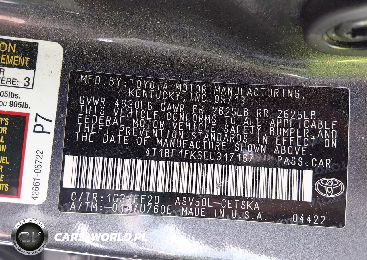 2014 Toyota Camry Se VIN:4T1BF1FK6EU317167 - 9
