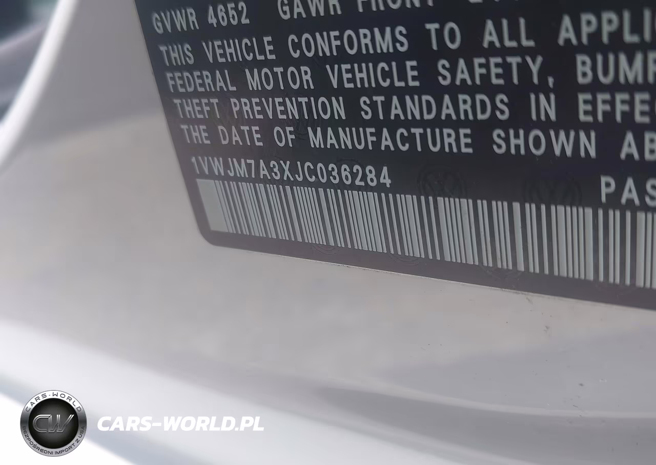 2018 Volkswagen Passat 3.6L V6 Gt VIN:1VWJM7A3XJC036284 - 9
