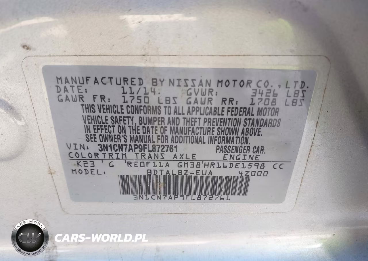 2015 Nissan Versa 1.6 Sv VIN:3N1CN7AP9FL872761 - 9