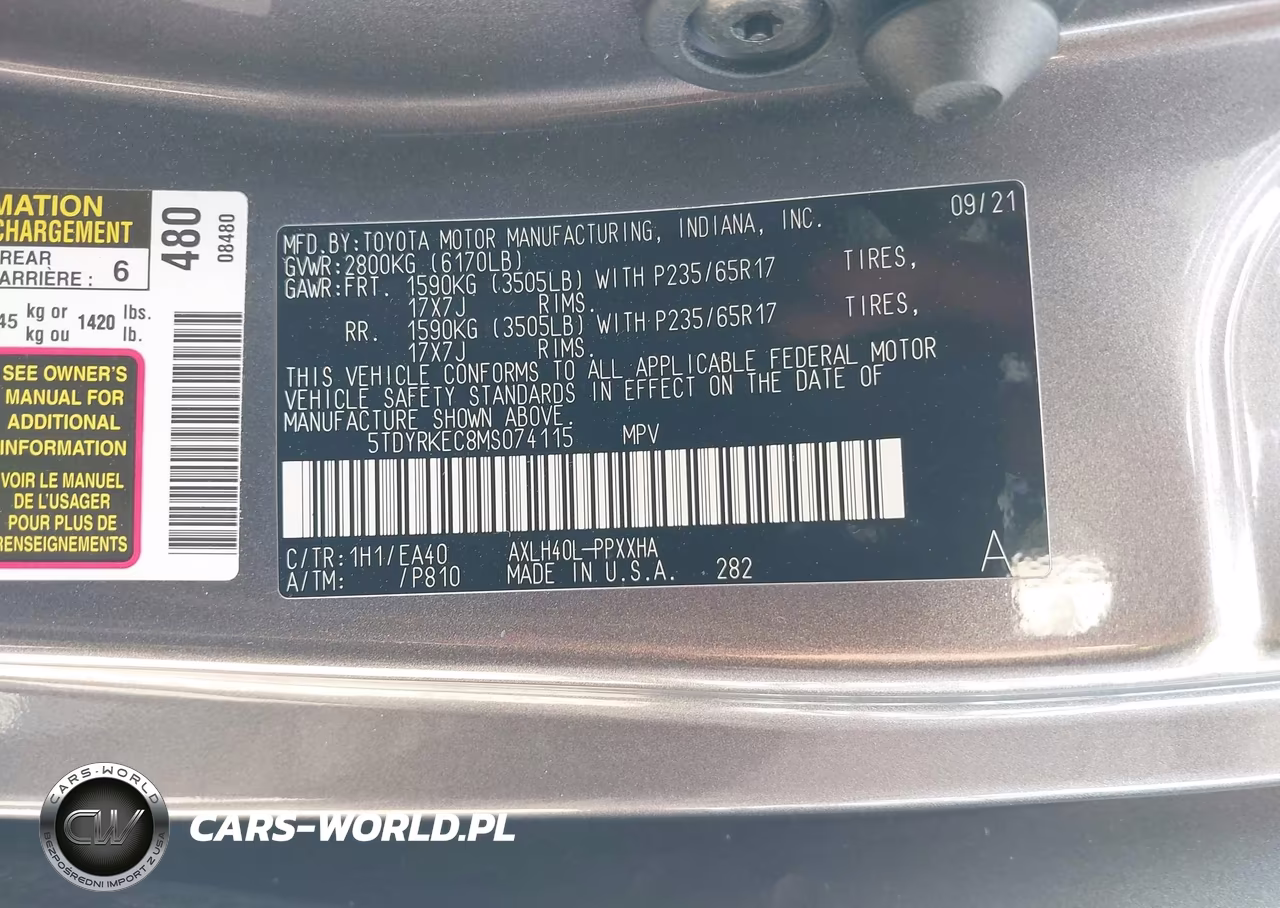 2021 Toyota Sienna Xle VIN:5TDYRKEC8MS074115 - 9