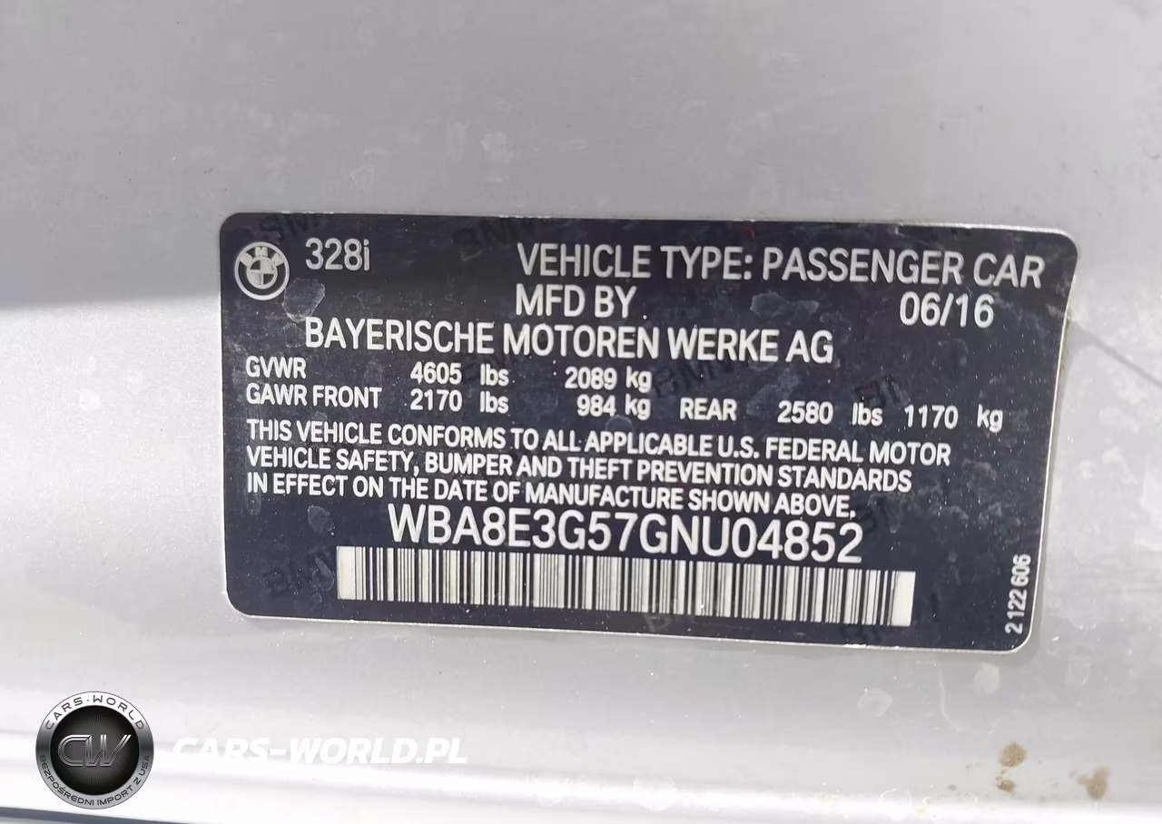 2016 BMW 328I xDrive VIN:WBA8E3G57GNU04852 - 9