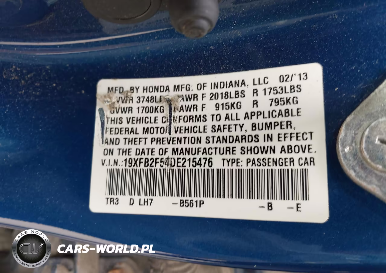 2013 Honda Civic Lx VIN:19XFB2F54DE215476 - 9