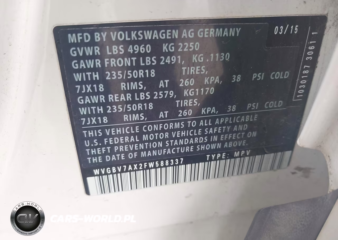 2015 Volkswagen Tiguan Se VIN:WVGBV7AX2FW588337 - 9