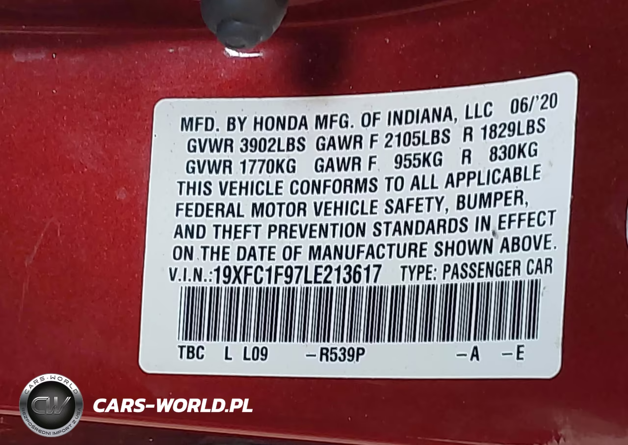 2020 Honda Civic Touring VIN:19XFC1F97LE213617 - 9