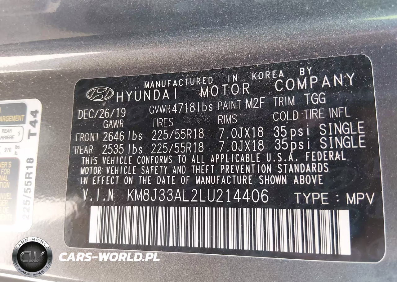 2020 Hyundai Tucson Sel VIN:KM8J33AL2LU214406 - 9
