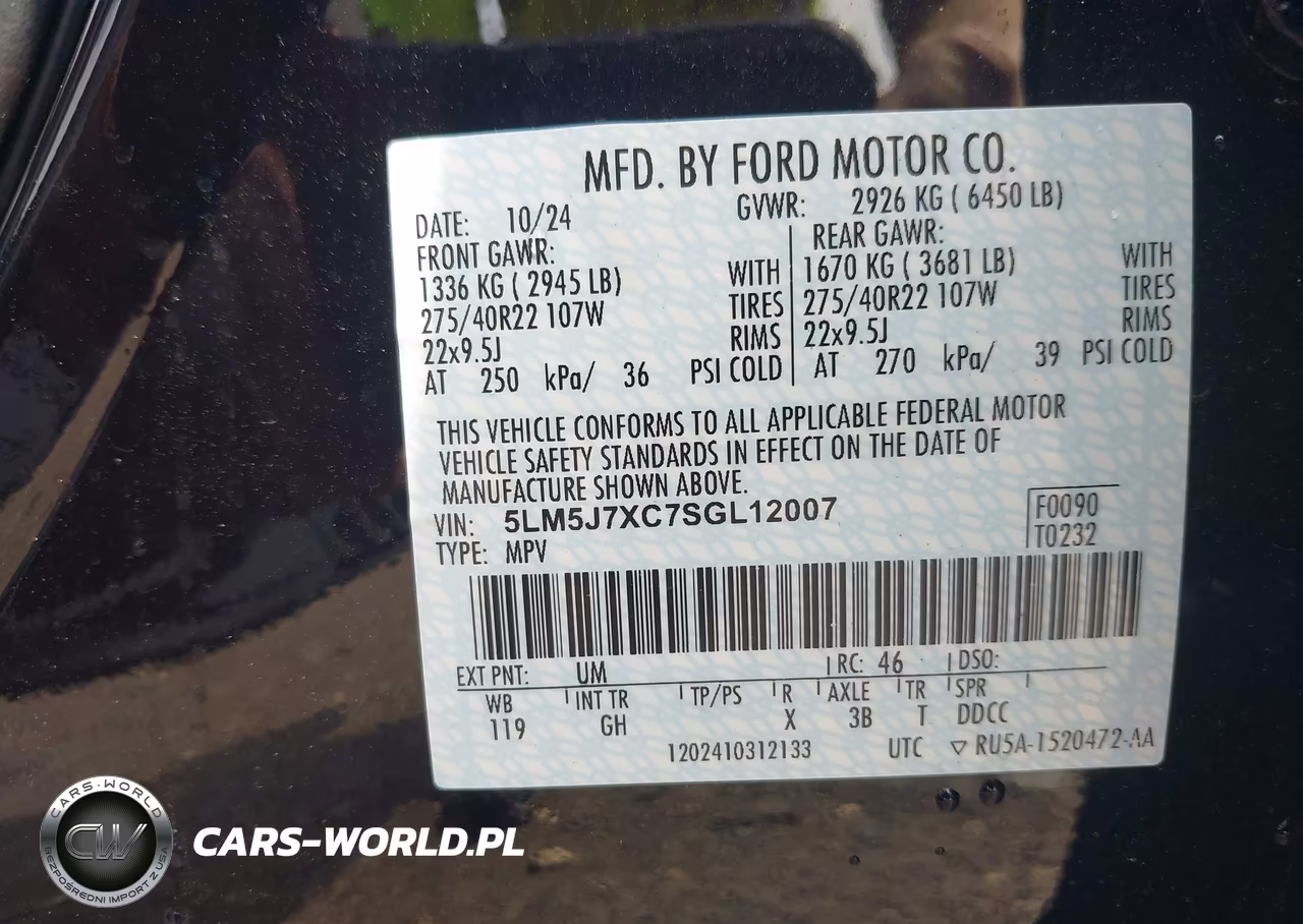 2025 Lincoln Aviator Reserve VIN:5LM5J7XC7SGL12007 - 9