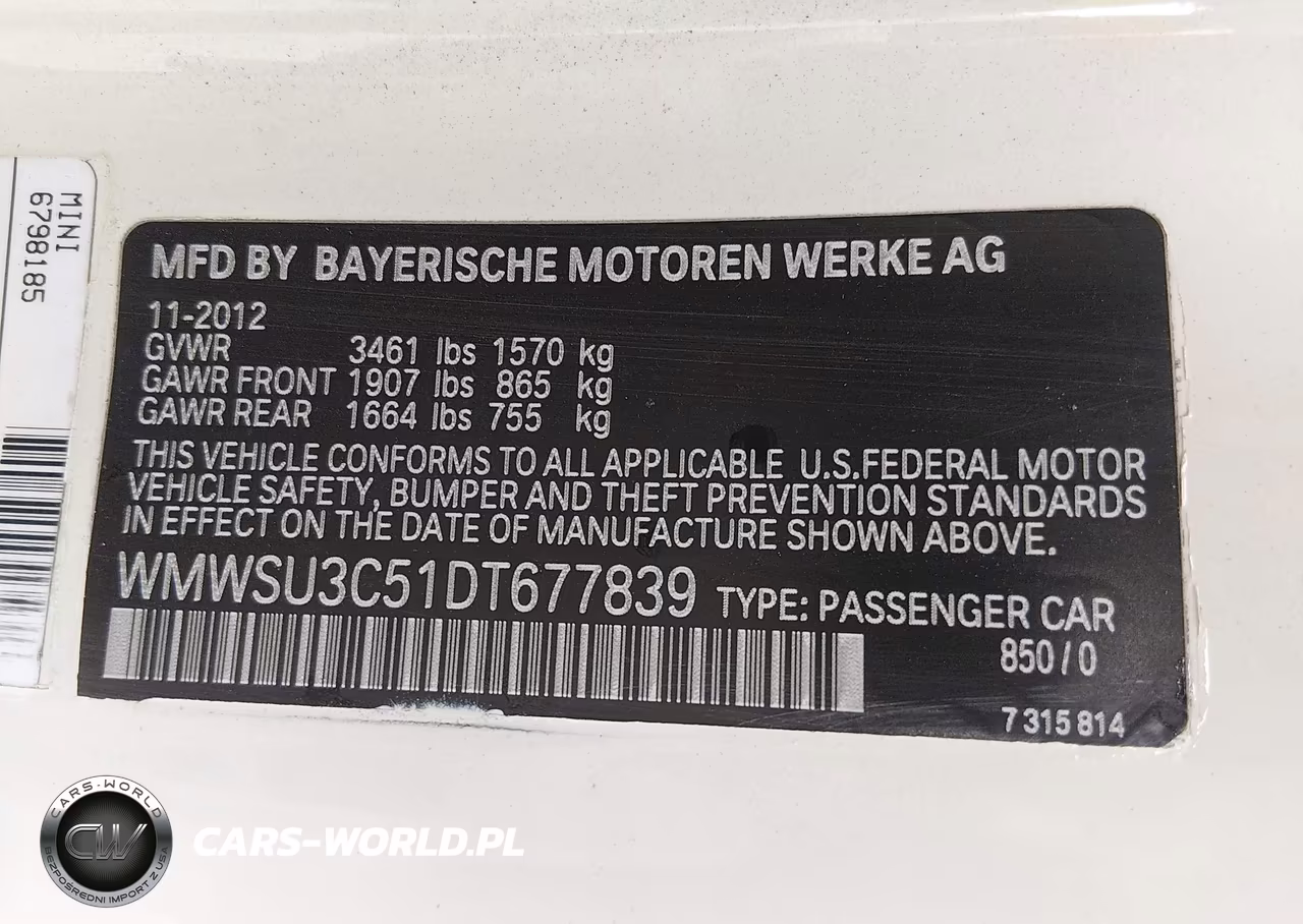 2013 Mini Hardtop Cooper VIN:WMWSU3C51DT677839 - 9