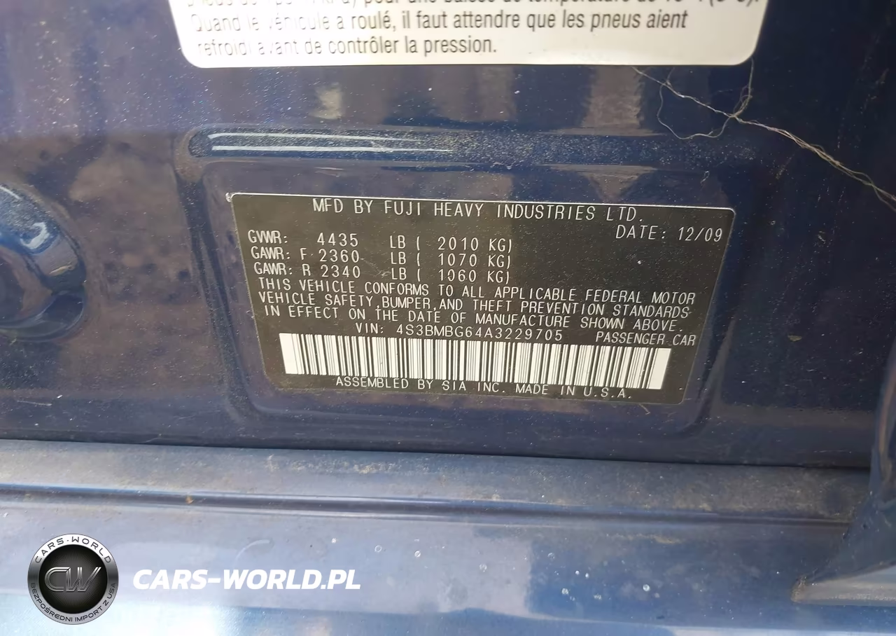2010 Subaru Legacy 2.5I Premium VIN:4S3BMBG64A3229705 - 9