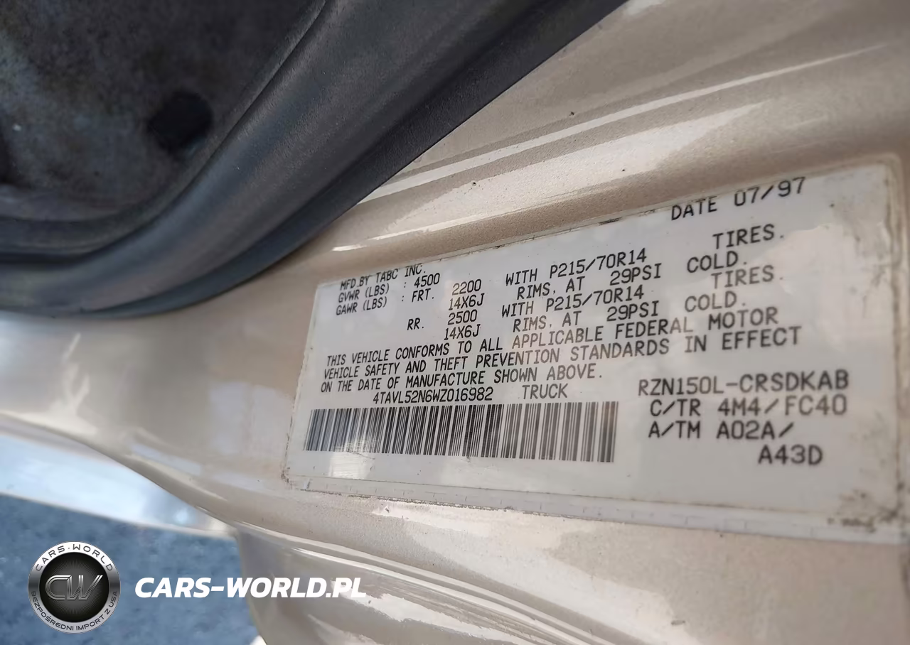 1998 Toyota Tacoma VIN:4TAVL52N6WZ016982 - 9