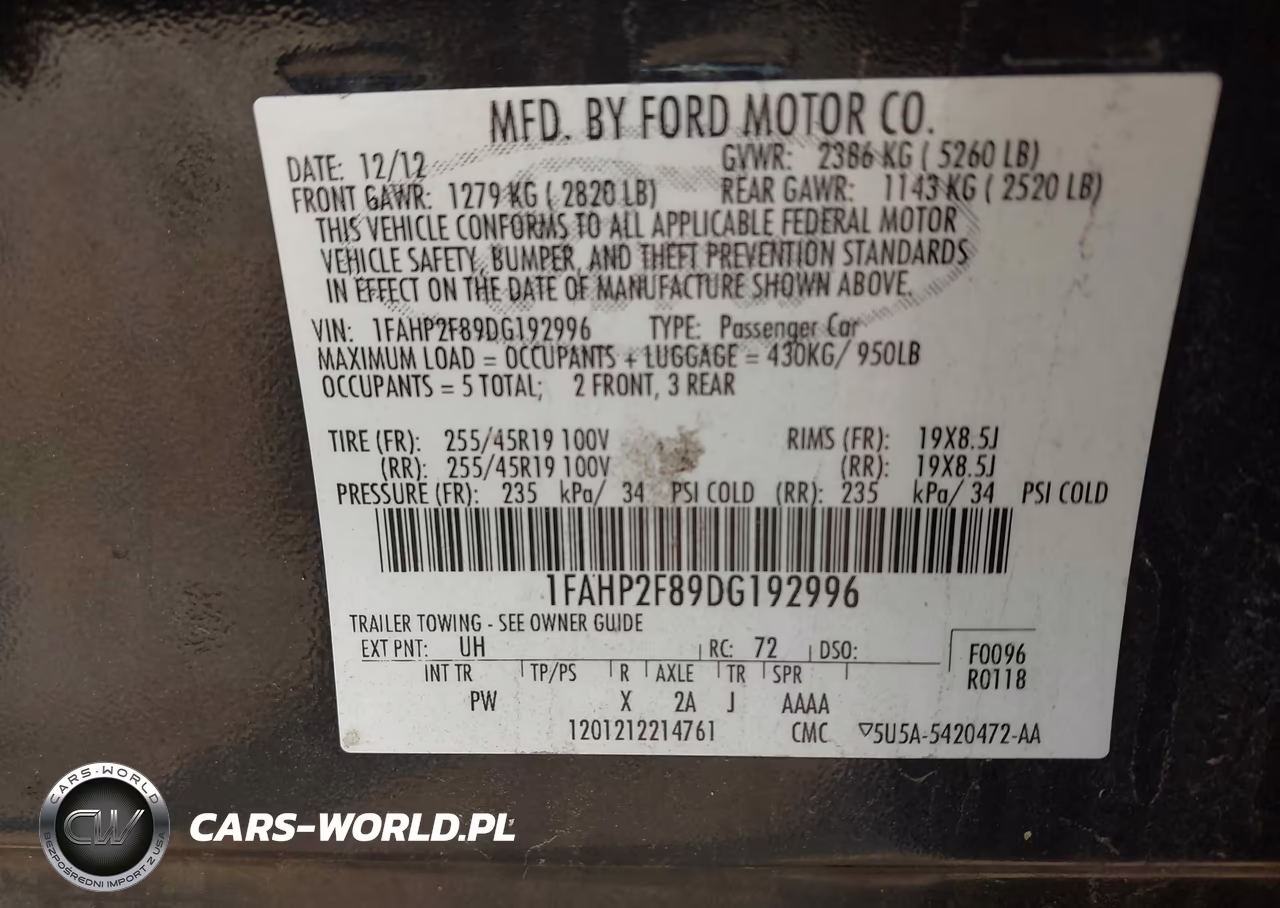 2013 Ford Taurus Limited VIN:1FAHP2F89DG192996 - 9