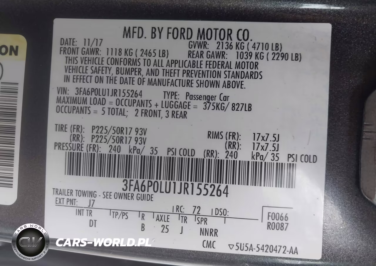 2018 Ford Fusion Hybrid Se VIN:3FA6P0LU1JR155264 - 17