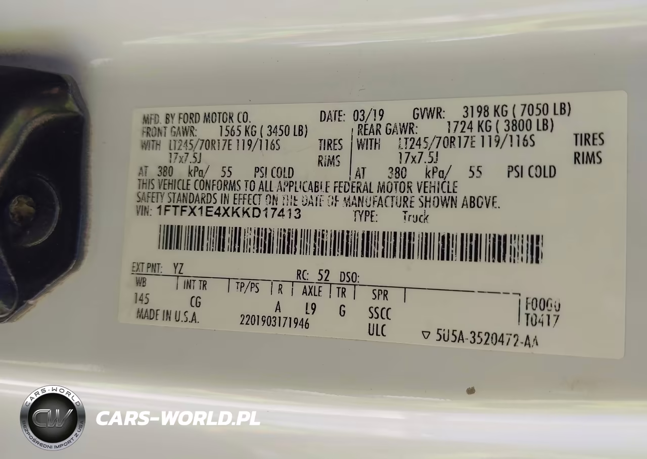 2019 Ford F-150 Xl VIN:1FTFX1E4XKKD17413 - 9