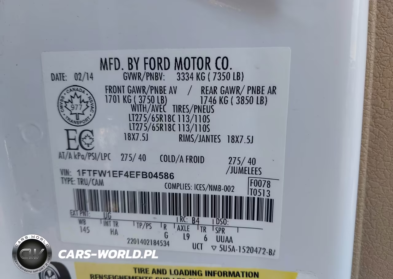 2014 Ford F-150 Lariat VIN:1FTFW1EF4EFB04586 - 9