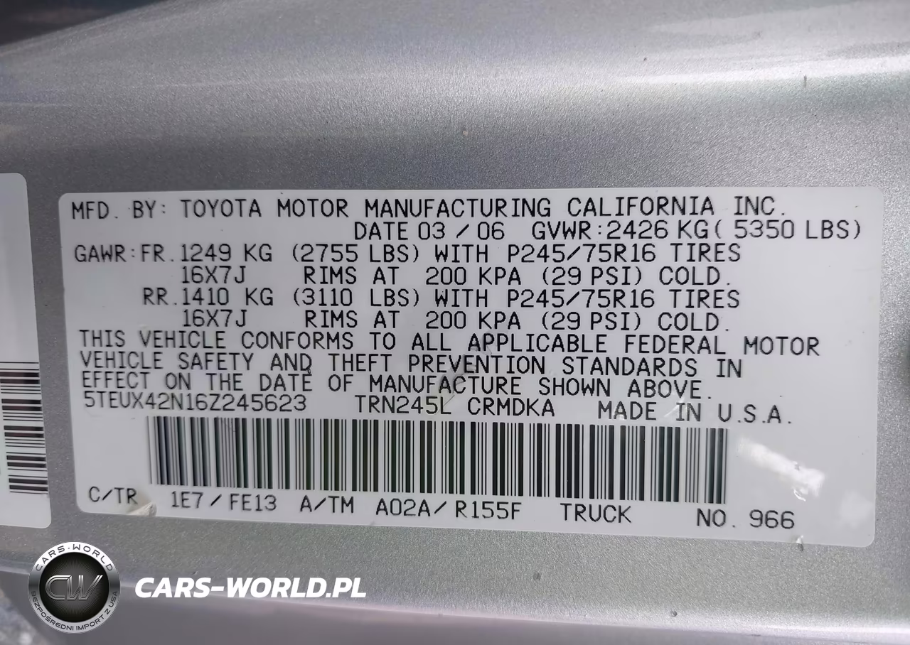 2006 Toyota Tacoma VIN:5TEUX42N16Z245623 - 9