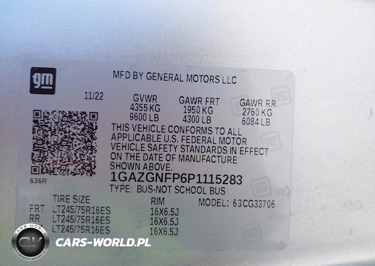 2023 Chevrolet Express Passenger Rwd 3500 Extended Wheelbase Ls VIN:1GAZGNFP6P1115283 - 9