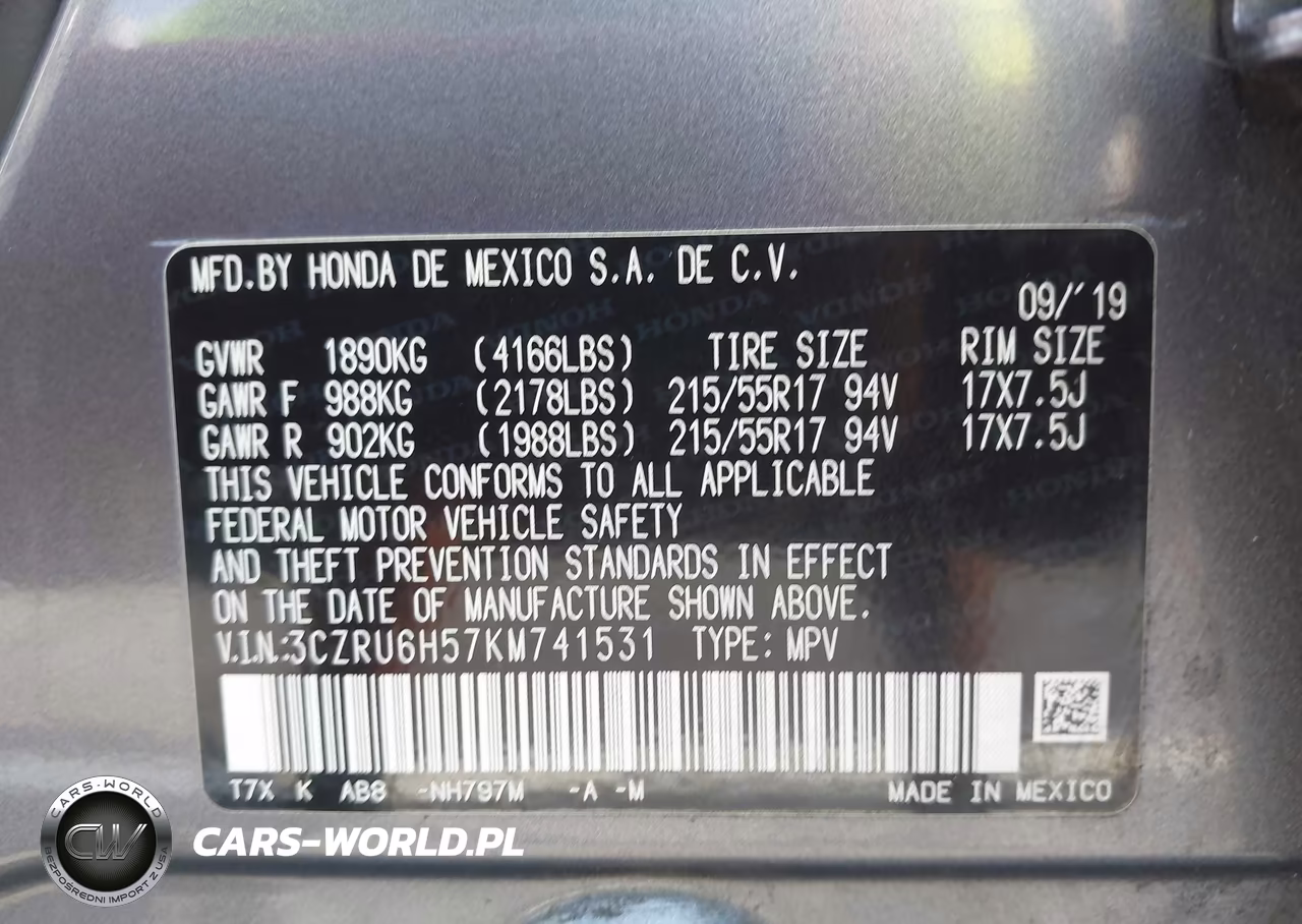 2019 Honda Hr-V Ex VIN:3CZRU6H57KM741531 - 9