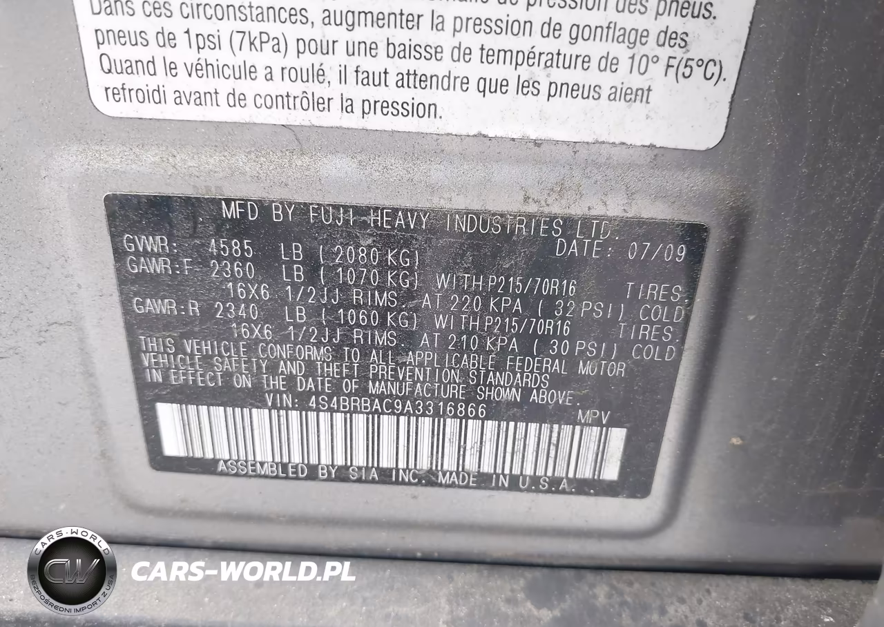 2010 Subaru Outback 2.5I VIN:4S4BRBAC9A3316866 - 9