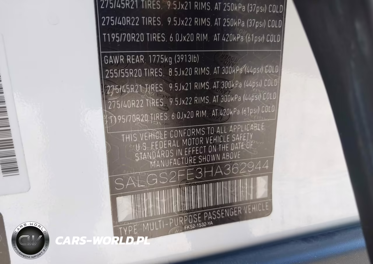 2017 Land Rover Range Rover 5.0L V8 Supercharged VIN:SALGS2FE3HA362944 - 9