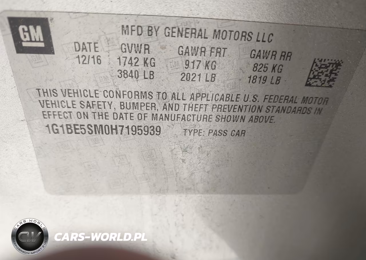 2017 Chevrolet Cruze Lt Auto VIN:1G1BE5SM0H7195939 - 9