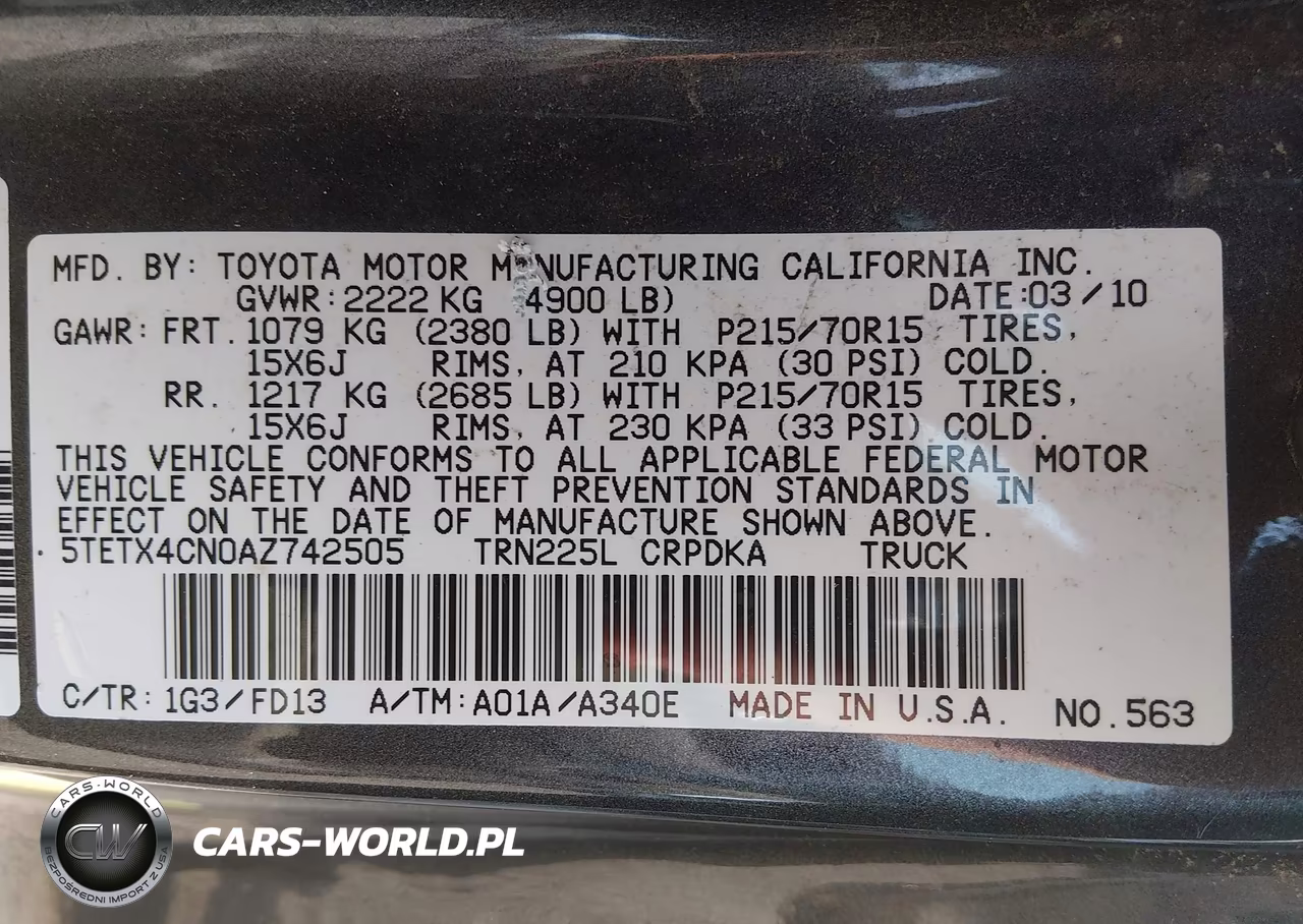 2010 Toyota Tacoma VIN:5TETX4CN0AZ742505 - 9
