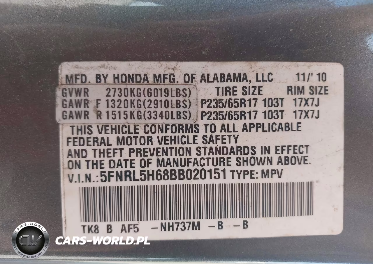 2011 Honda Odyssey Ex-L VIN:5FNRL5H68BB020151 - 9