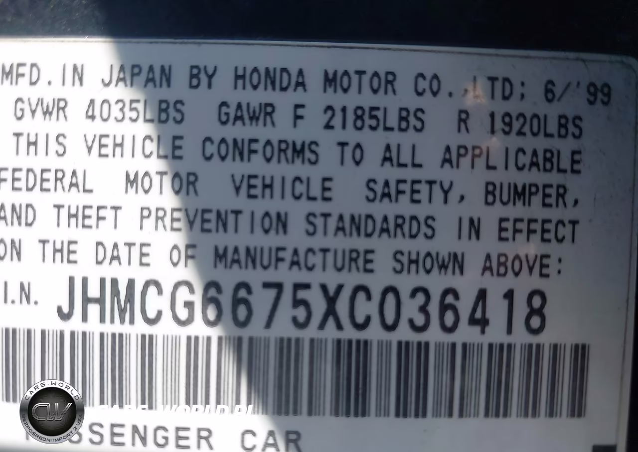 1999 Honda Accord Ex VIN:JHMCG6675XC036418 - 9