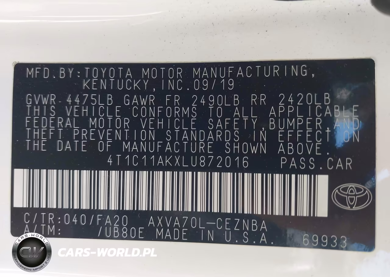 2020 Toyota Camry Le VIN:4T1C11AKXLU872016 - 9