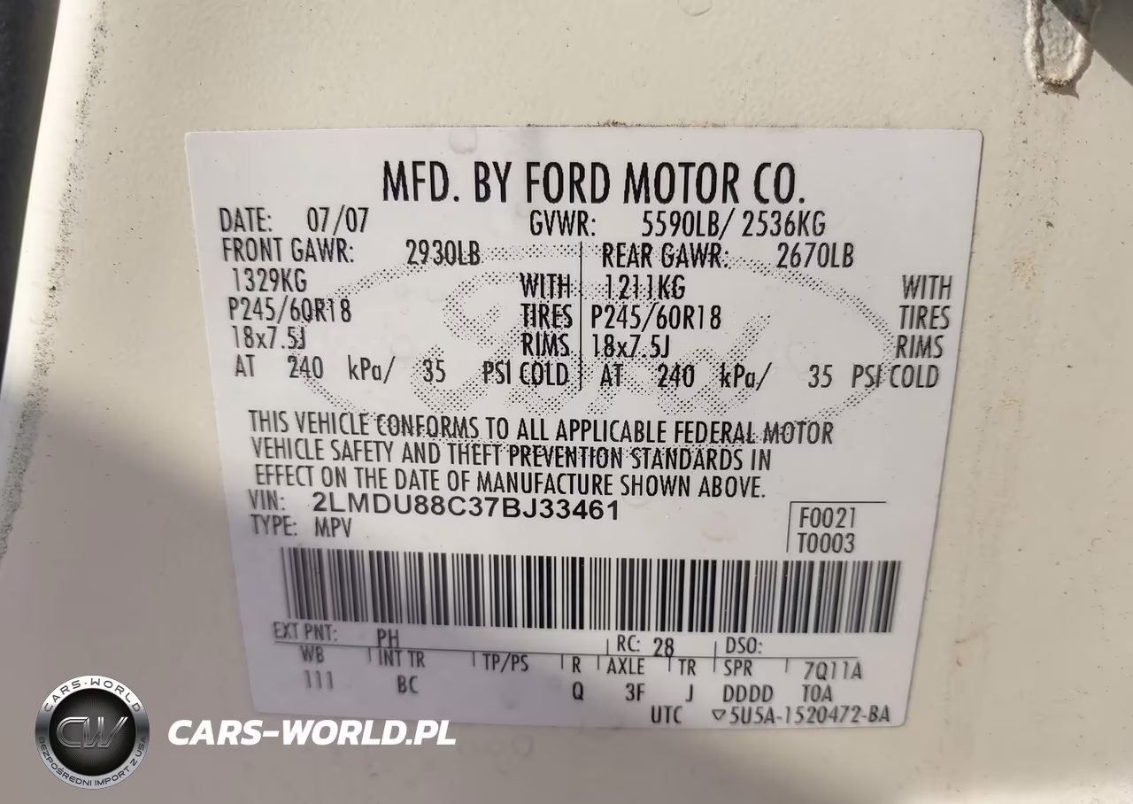 2007 Lincoln Mkx VIN:2LMDU88C37BJ33461 - 9