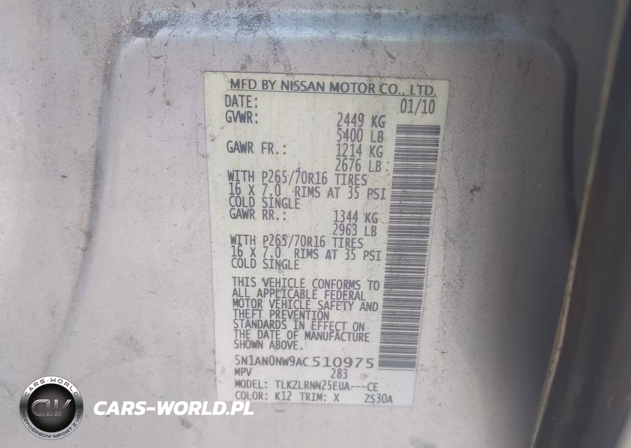 2010 Nissan Xterra S VIN:5N1AN0NW9AC510975 - 9