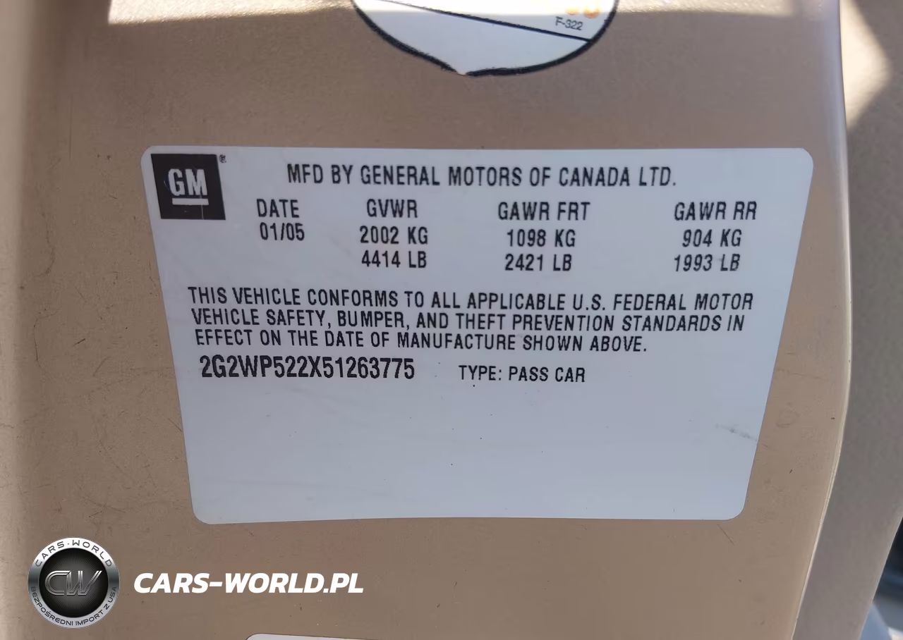 2005 Pontiac Grand Prix VIN:2G2WP522X51263775 - 9