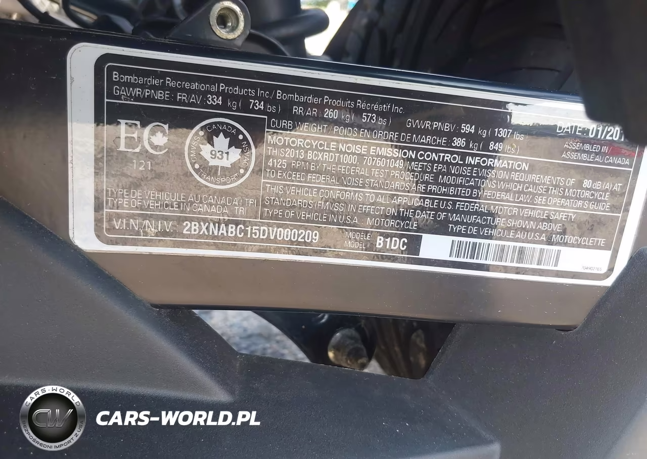 2013 Can-Am Spyder Roadster Rs-Rs-S VIN:2BXNABC15DV000209 - 10