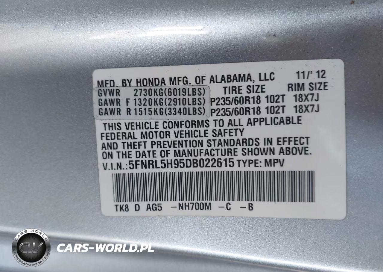 2013 Honda Odyssey Touring-Touring Elite VIN:5FNRL5H95DB022615 - 9