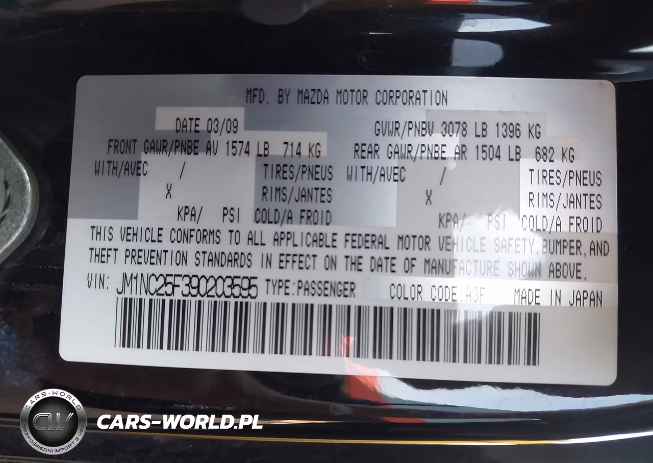 2009 Mazda Mx-5 Miata Sport VIN:JM1NC25F390203595 - 9