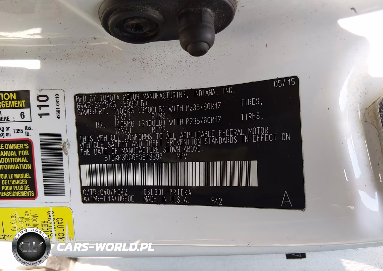 2015 Toyota Sienna Le 8 Passenger VIN:5TDKK3DC6FS618597 - 9