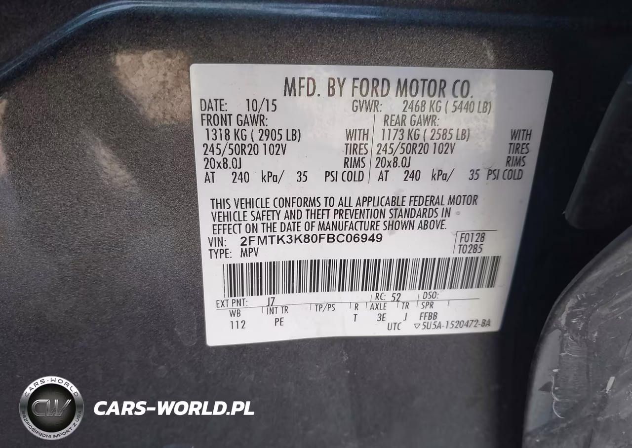 2015 Ford Edge Titanium VIN:2FMTK3K80FBC06949 - 9