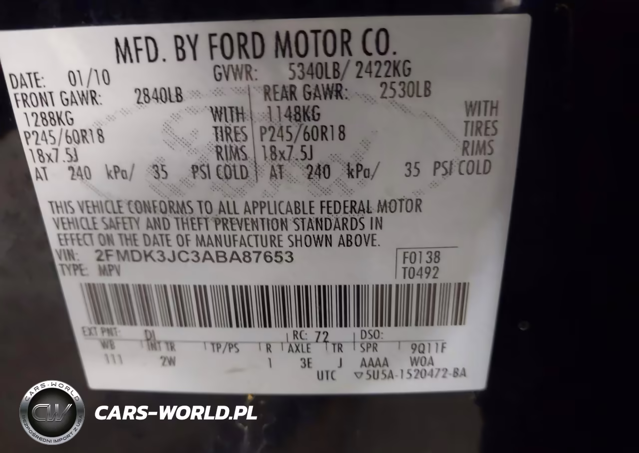 2010 Ford Edge Sel VIN:2FMDK3JC3ABA87653 - 9