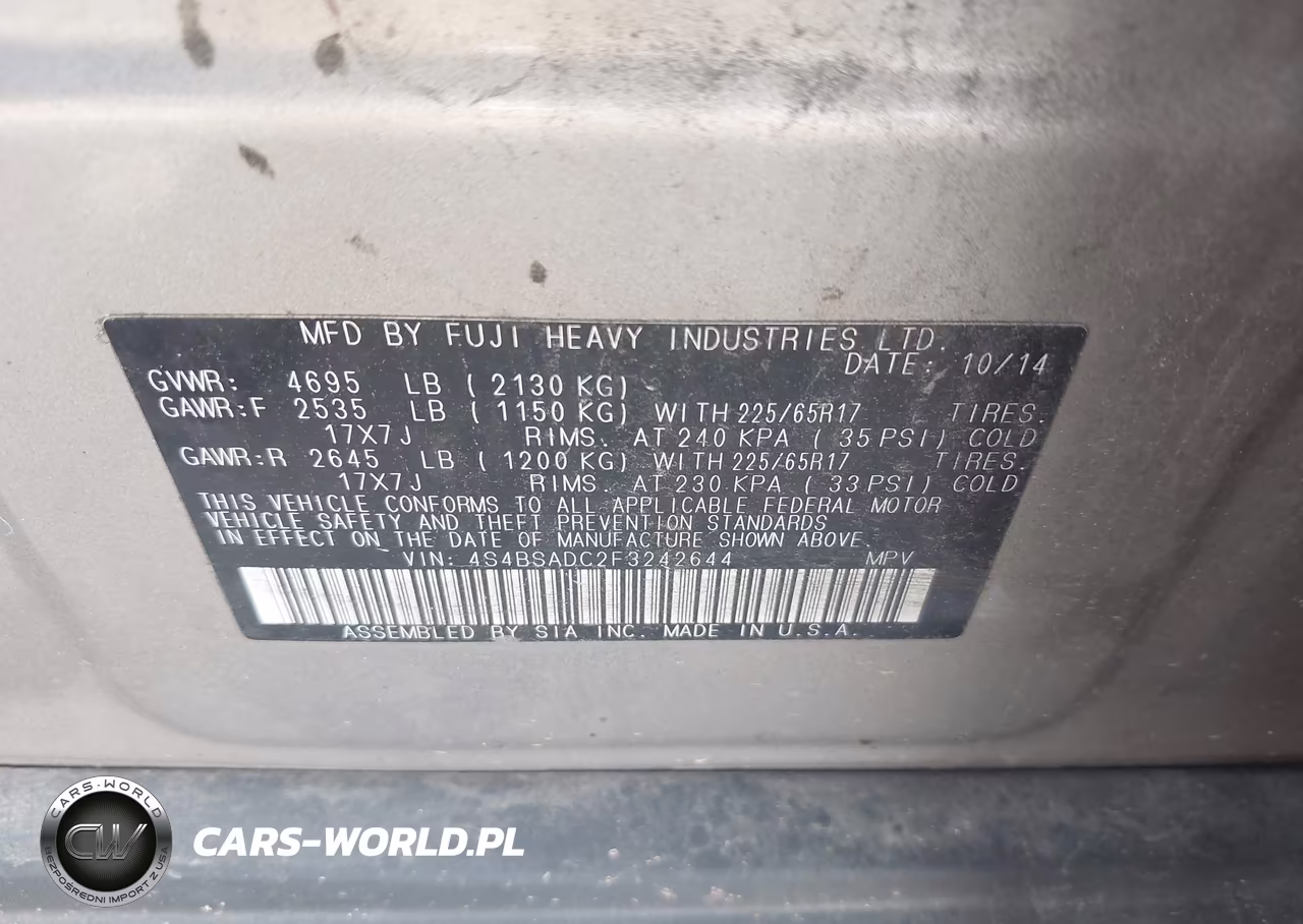 2015 Subaru Outback 2.5I Premium VIN:4S4BSADC2F3242644 - 9
