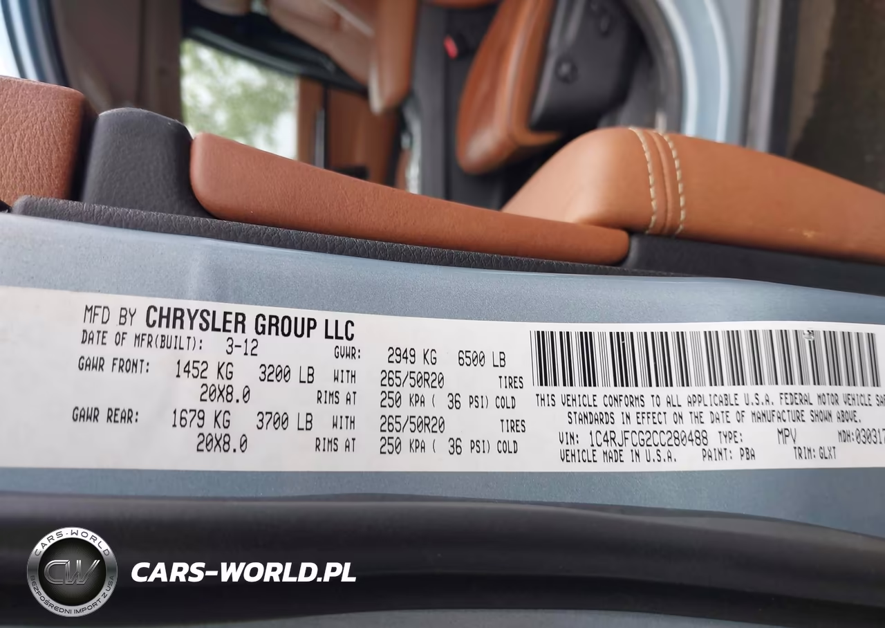 2012 Jeep Grand Cherokee Overland VIN:1C4RJFCG2CC280488 - 9