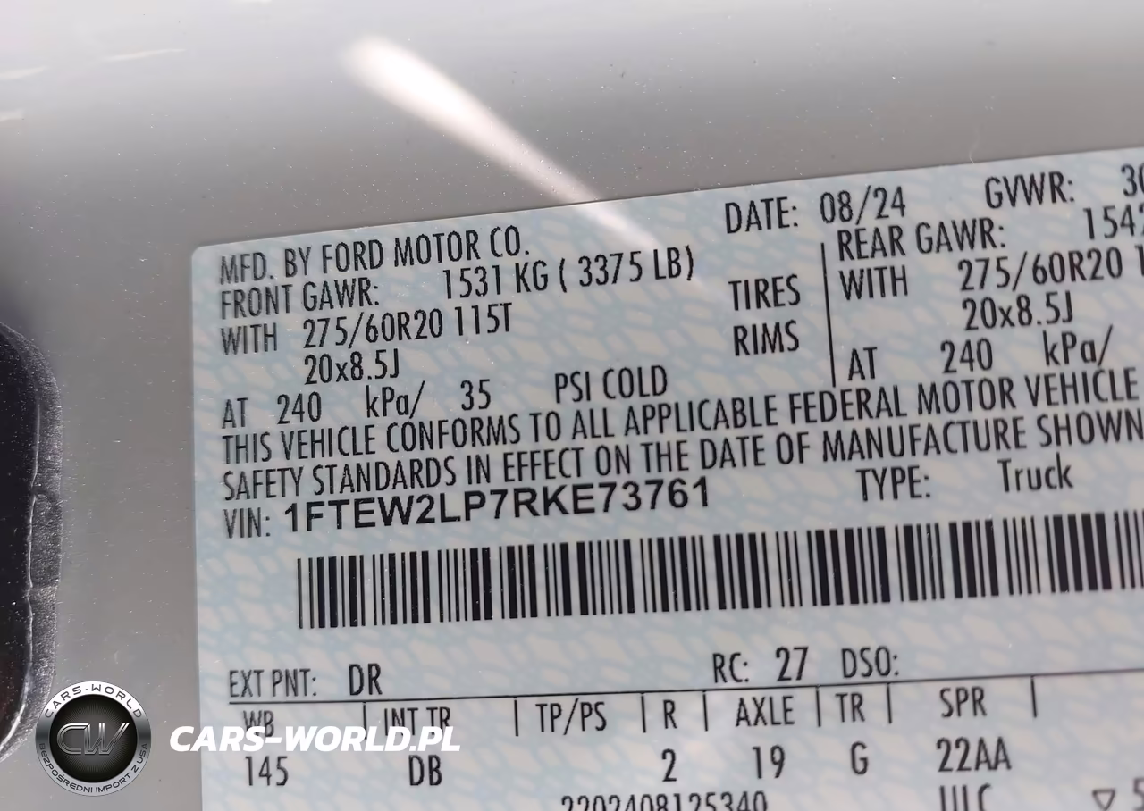 2024 Ford F-150 Stx VIN:1FTEW2LP7RKE73761 - 9