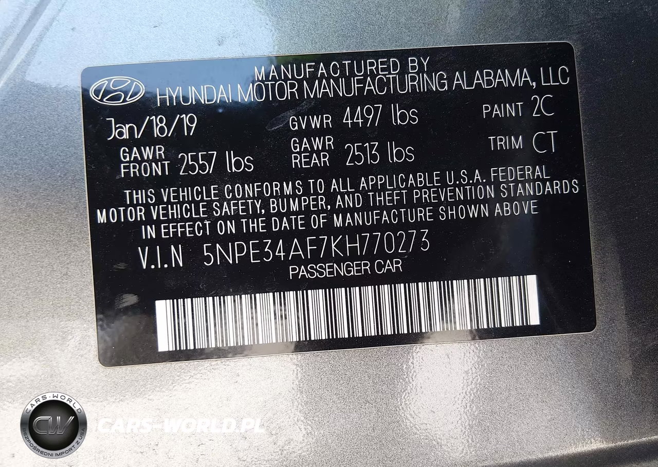 2019 Hyundai Sonata Sel VIN:5NPE34AF7KH770273 - 9